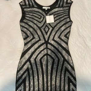 R + J black and silver sequin dress NWT